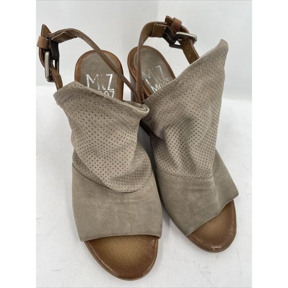 MIZ MOOZ KONA Brown Leather Wedge Sandals Shoes Heels Women's Sz 39 NEW - Picture 2 of 12